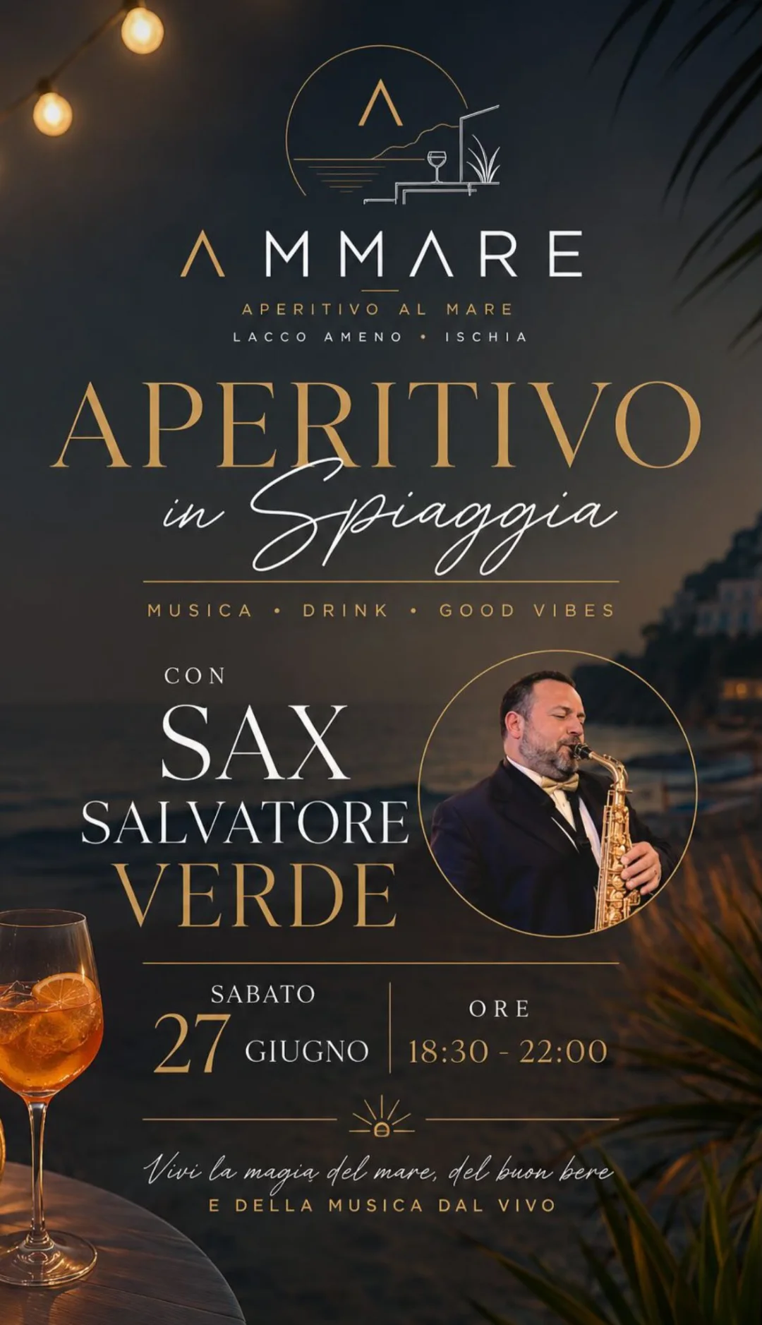Aperitivo in spiaggia con Sax